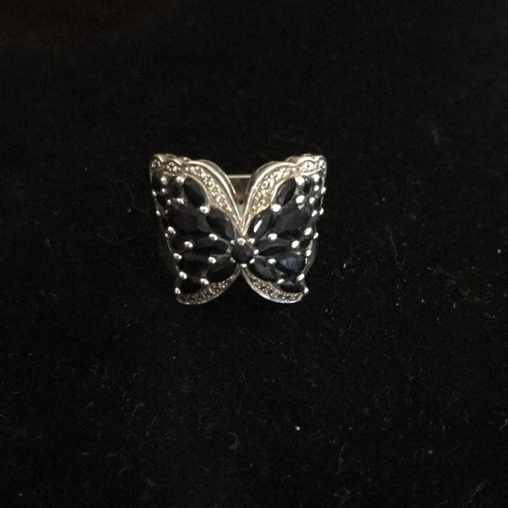 Sterling Silver Sapphire Butterfly Ring